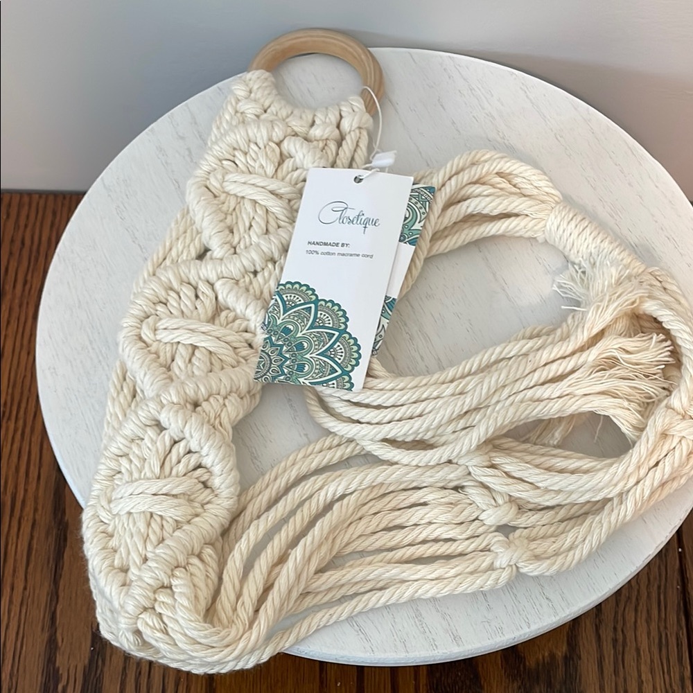38” Handmade Cream Macrame Plant Hanger